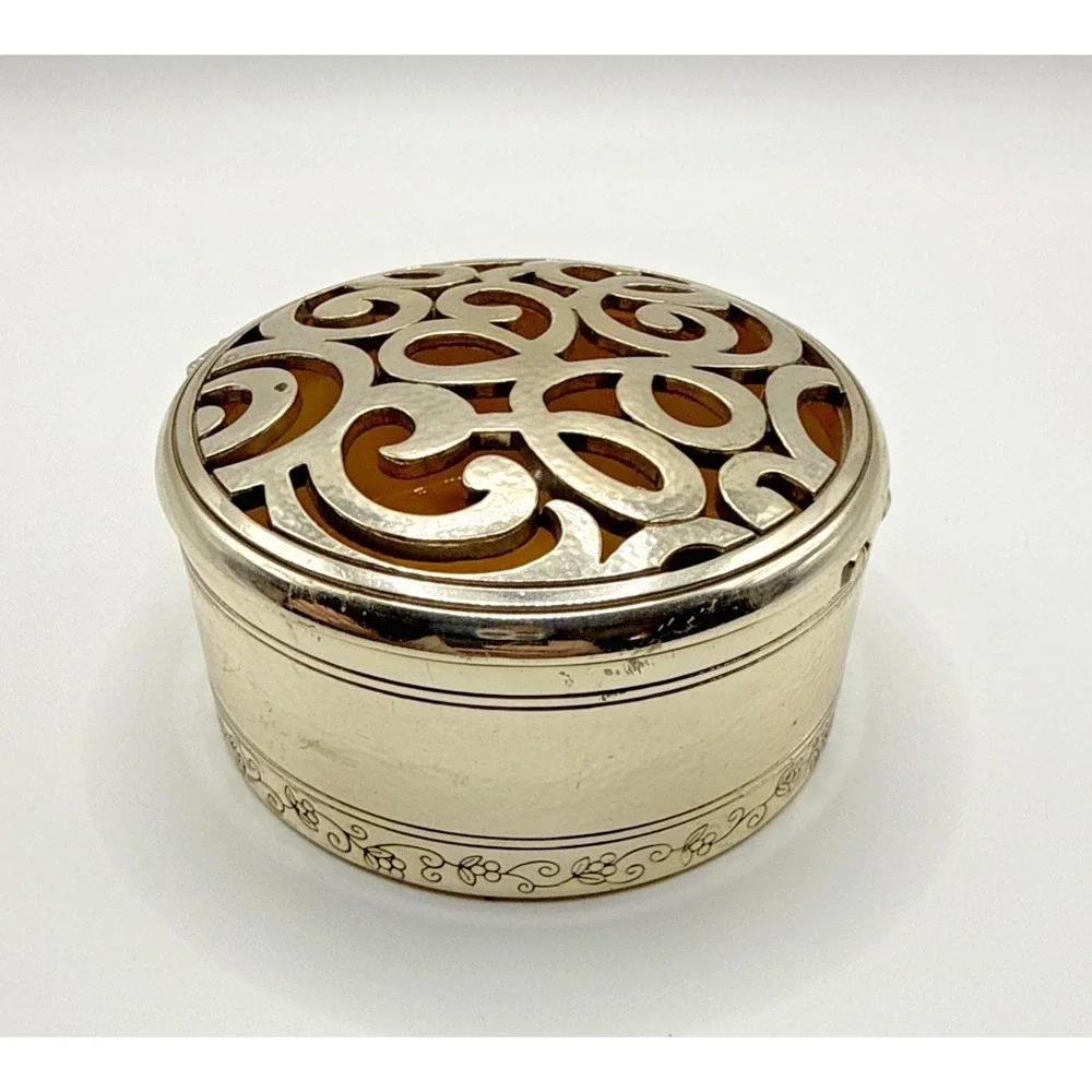 BRIGHTON Skribbel Box Silver Toned Trinket Jar Round 3